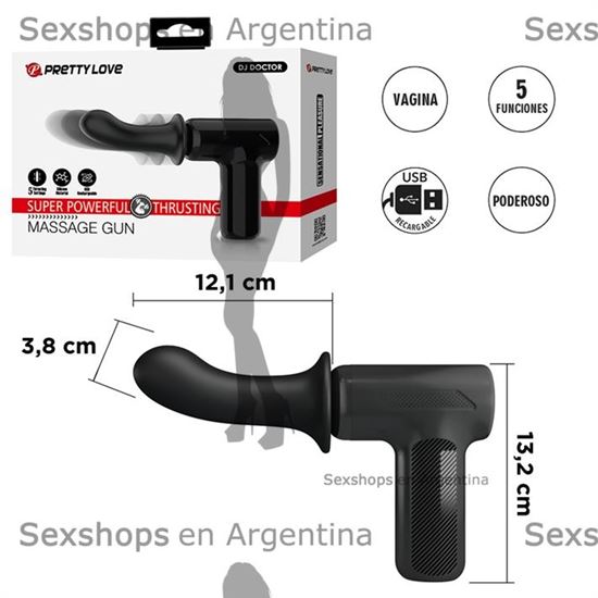 Masajeador Erótico de Alta Potencia 5 Modos de Impulso y Cabezal de Silicona Reemplazable